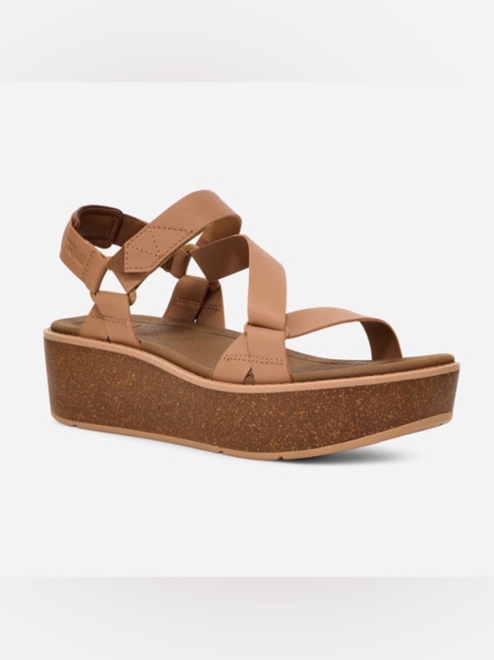 Teva Madera Leather Platform Wedge Sandals Tigers Eye Tan Brown Size 6